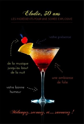 Carte d'invitation anniversaire cocktail